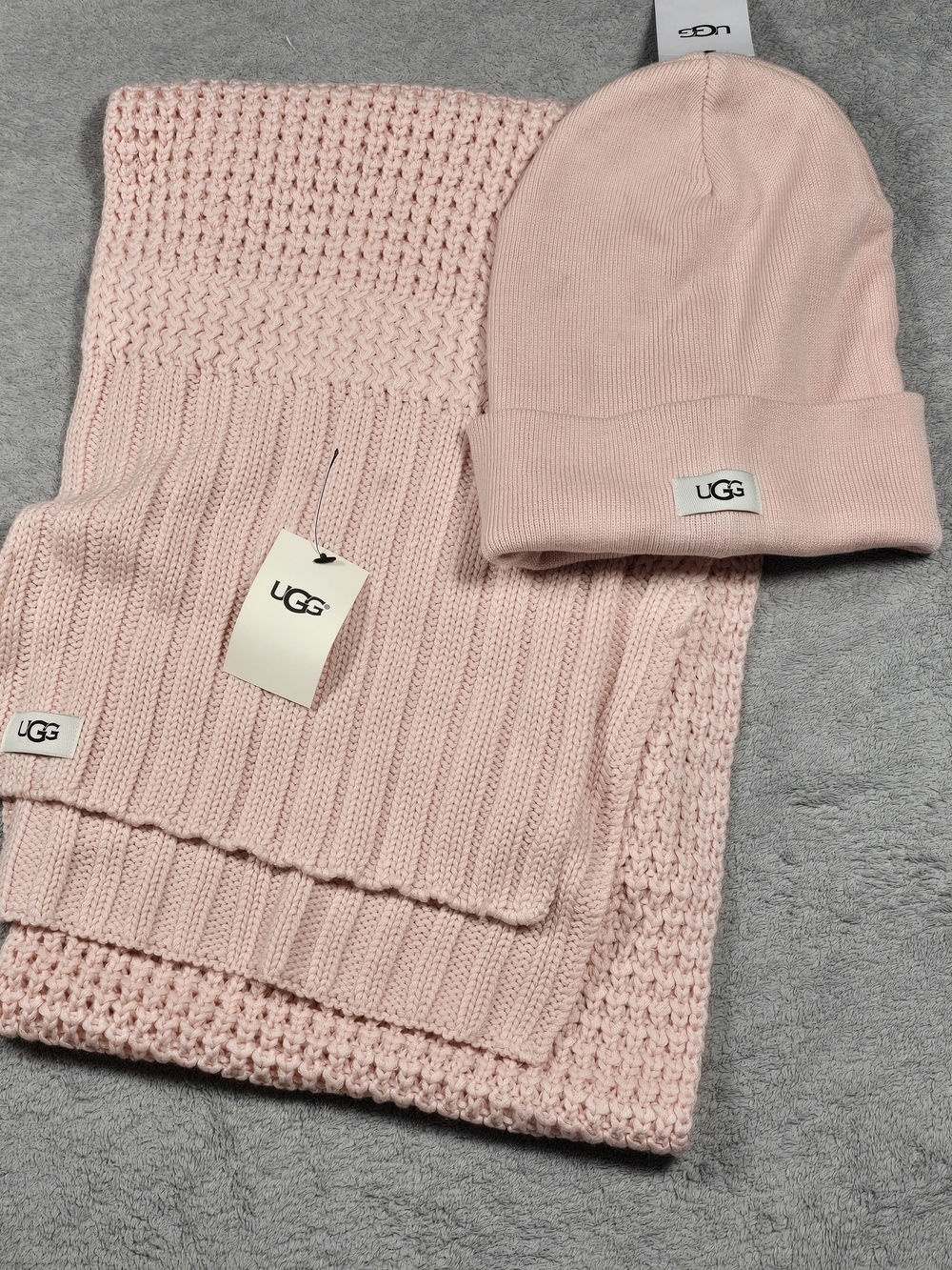 Sweater Knit Scarf And Hat Dusty Pink Rose